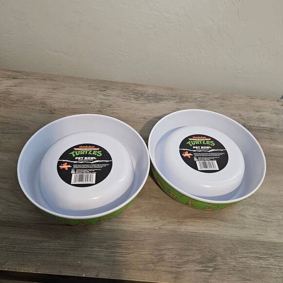 Nickelodeon Teenage Mutant Ninja Turtles Pet Bowls x2 Melamine Green Cartoon - Picture 6 of 9